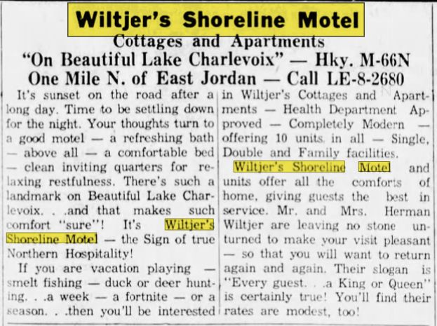 Wiltjers Shoreline Motel - Sep 1956 Ad